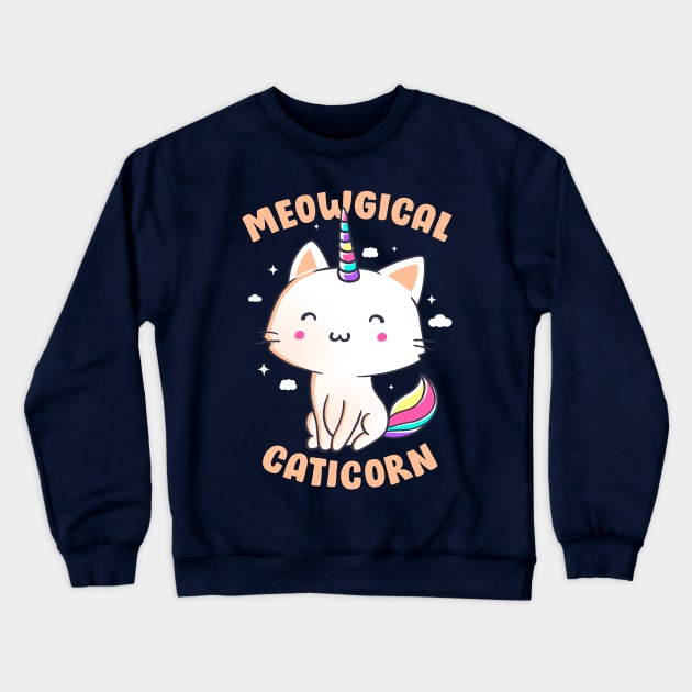 Meowgical Caticorn Cute Gift Crewneck Sweatshirt by eduely